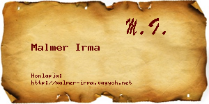 Malmer Irma névjegykártya